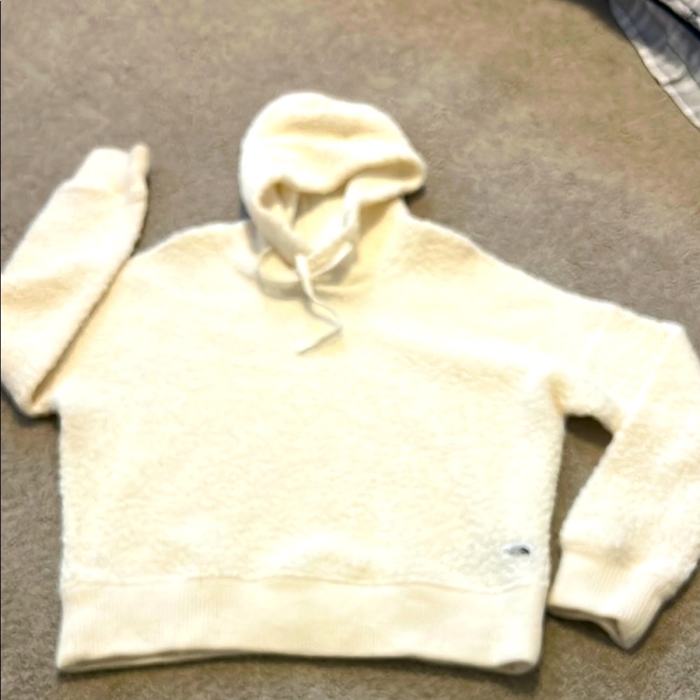 The North Face White Sherpa Hoodie Ladies size Medium